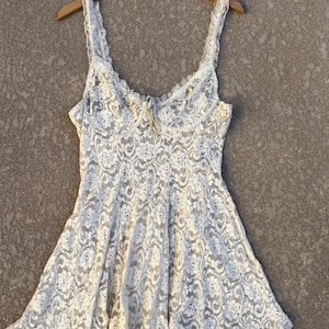 knee length dresses for ladies Nikolleta Grey Halterneck Floral Lace Mini Dress, M / Grey main image 1