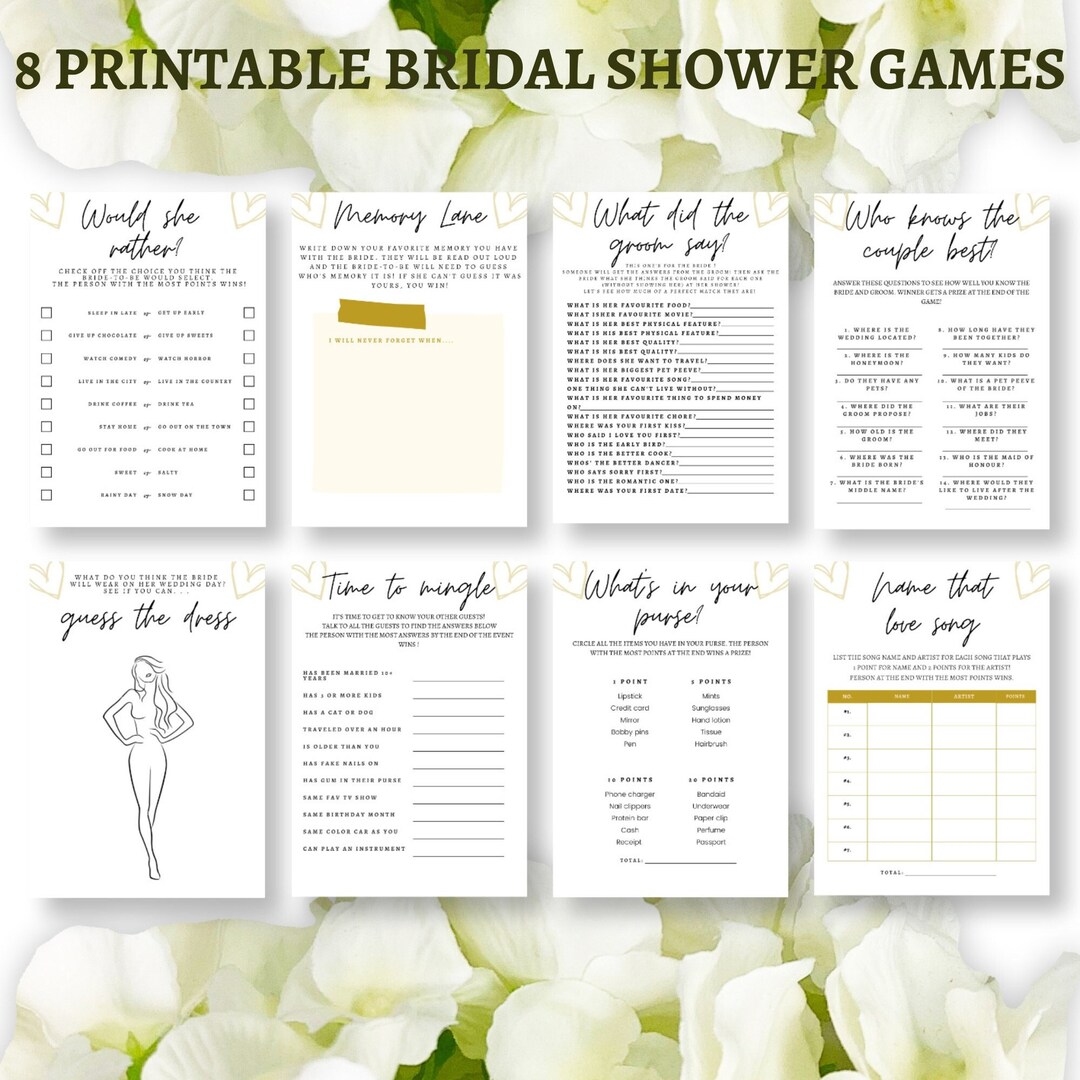 Printable Bridal Shower Games Bachelorette Party Games Wedding ...
