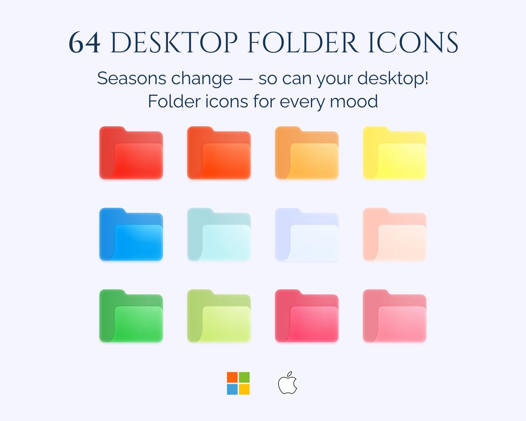 Seasonal Desktop Folder Icons: Glass-look Theme (PNG & ICO Digital ...