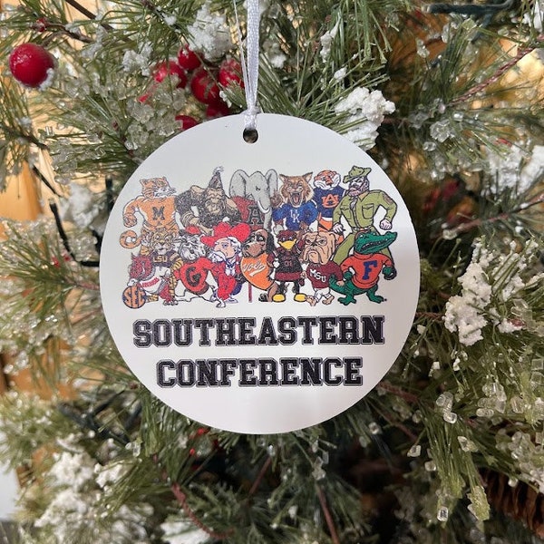 SEC Mascot Christmas Ornament - South Eastern Conference Mascot Gift Tag - College Sports Mascots Christmas Decoration - University Mascots