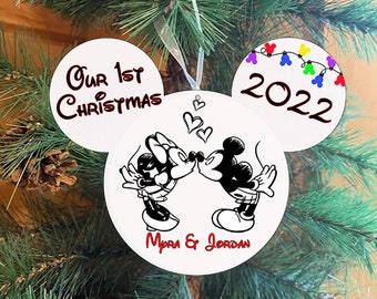 Mickey and Minnie Couple Ornament 2023 Personalized - Our First Christmas Mickey & Minnie Christmas Ornament - Mickey Mouse Ornament