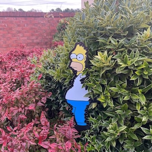 Simpson Valentine Gift for Him or Her Homer Simpson Bush Yard Sign - Homer Simpson Decor for Home - Personalized Homer Simpson Figure