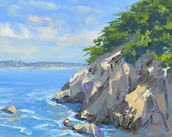 Cypress Cove Oil Painting – Point Lobos Seascape, 5x7 Original Art