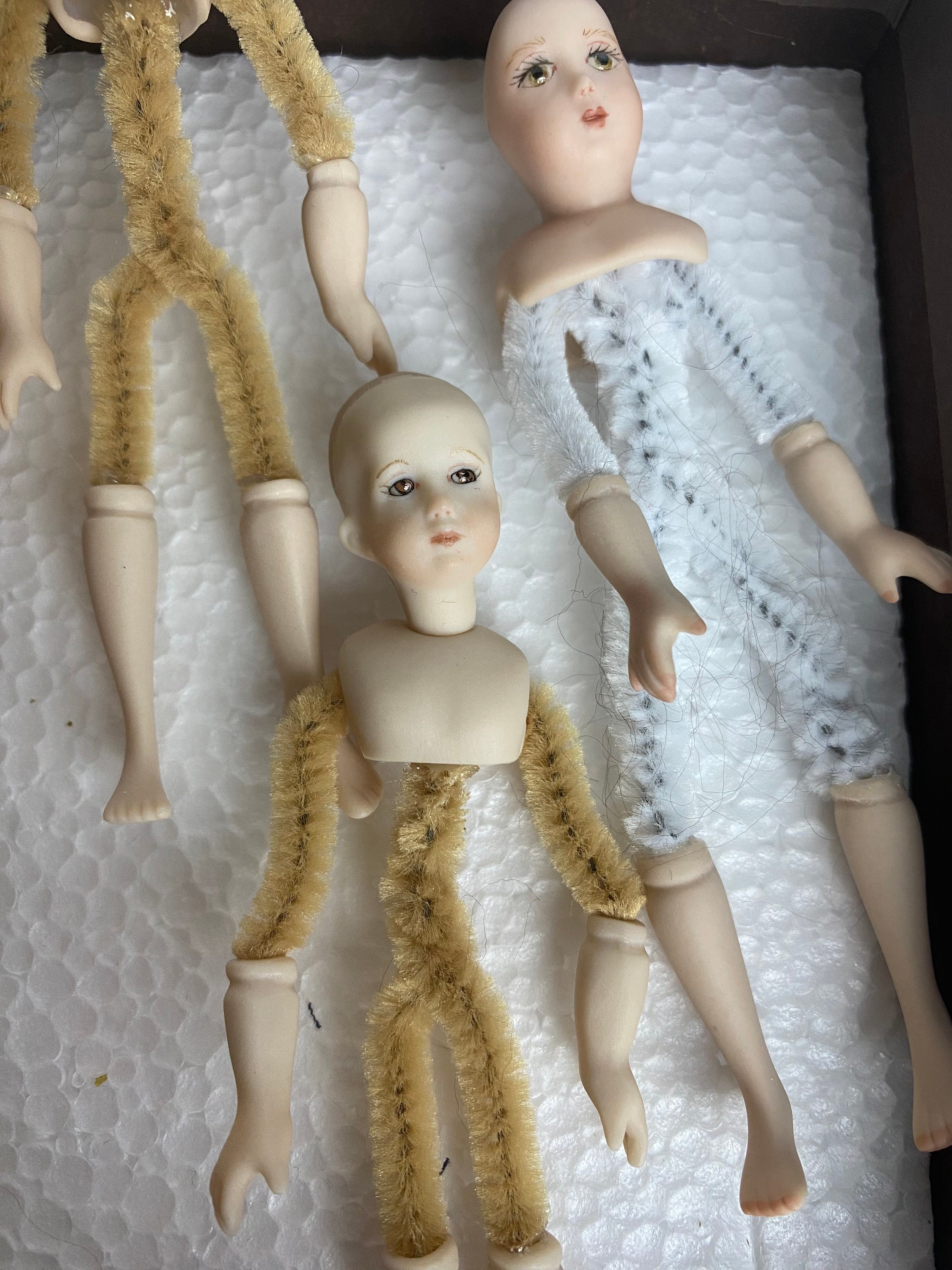 Vintage Porcelain Dollhouse Doll Family Glass Eyes Etsy