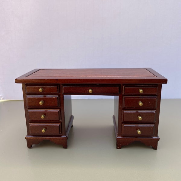 Vintage Desk With Leather Top Dollhouse Miniature, 1:12