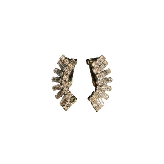 Vintage WEISS Rhinestone Clip on Earrings - image 1