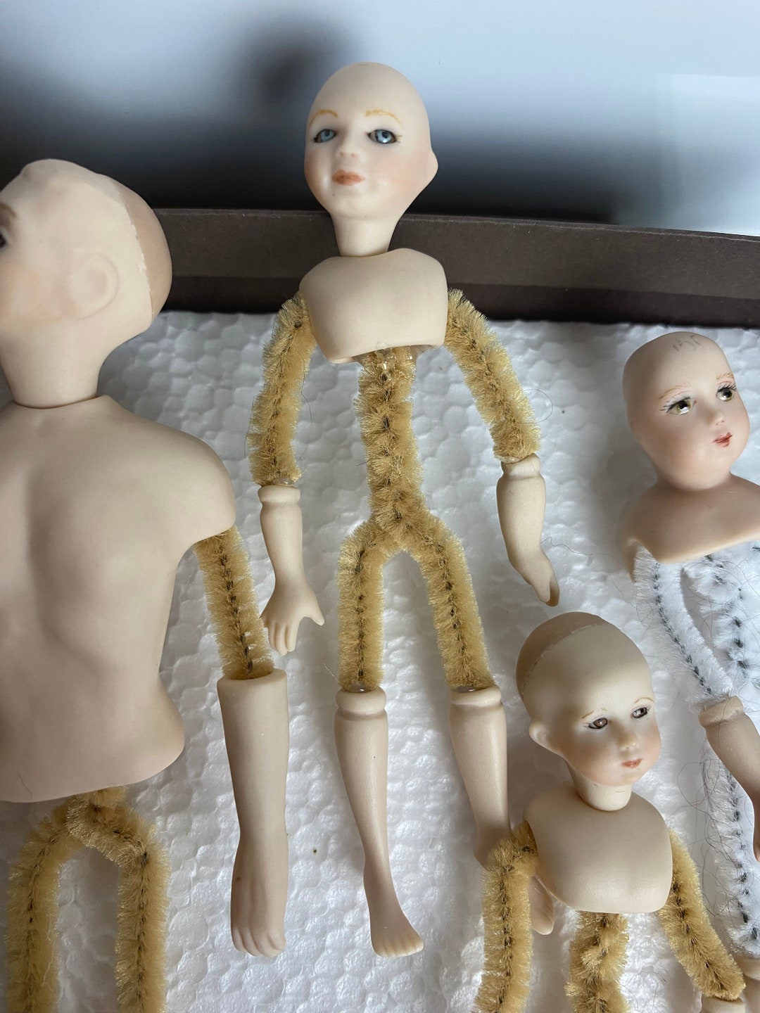 Vintage Porcelain Dollhouse Doll Family Glass Eyes Etsy