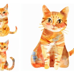 9 Watercolor Cute Cat Clipart - Adorable Kitten Clipart - Card Making ...
