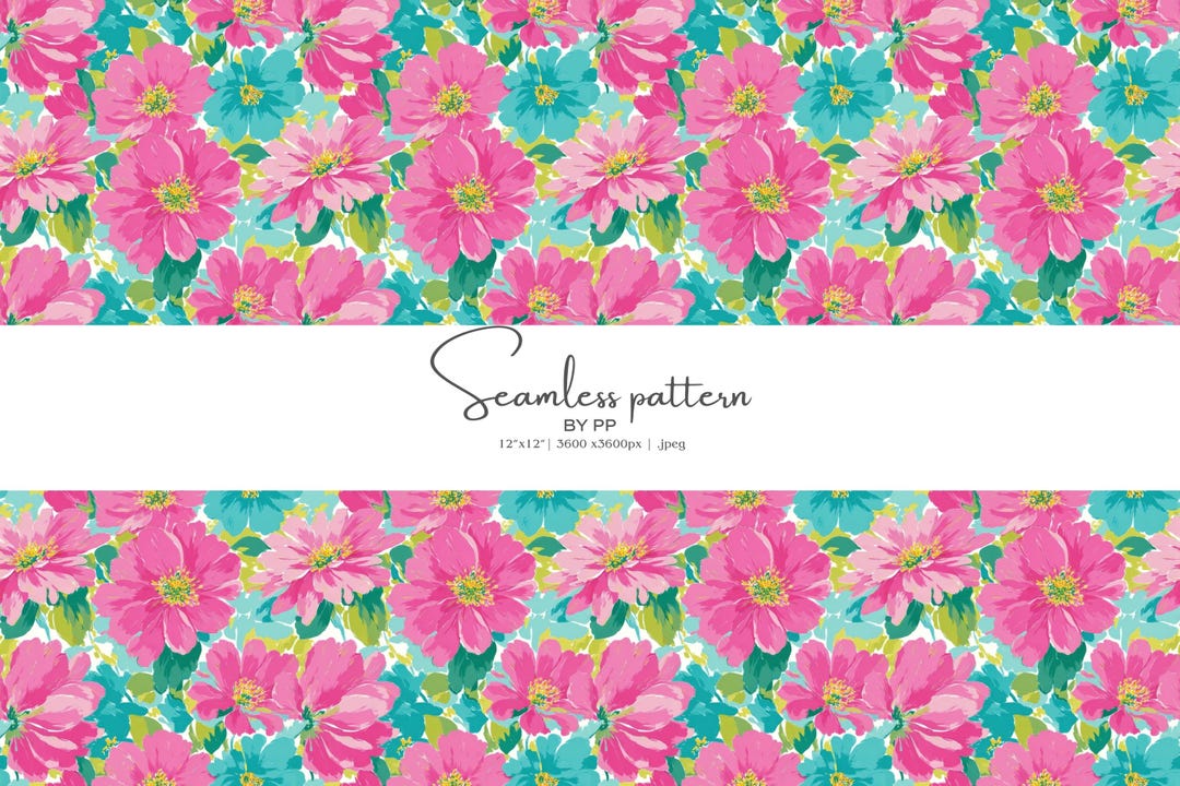 Bold Floral Seamless Pattern, Colorful Watercolor Flowers Digital Paper ...