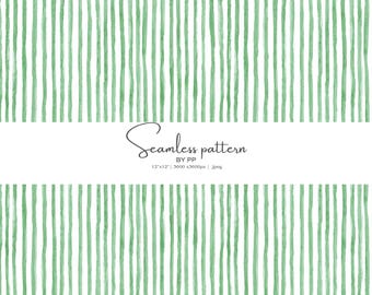 green stripe seamless pattern – watercolor vertical design, digital paper 12x12