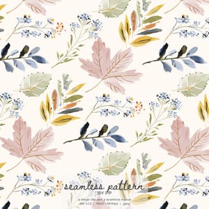 neutral botanical seamless pattern, soft watercolor leaves design, minimal foliage repeat, aesthetic nature wallpaper, subtle fabric pattern