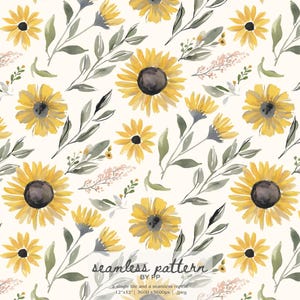 Estampado de girasoles sin costuras, estampado de girasoles en acuarela, diseño floral rústico de granja, estampado botánico veraniego repetitivo, tela de flores amarillas
