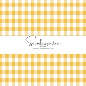 May include: A seamless pattern in a yellow and white gingham design. The image includes the text "Seamless pattern" and details about the image size. This pattern is suitable for various design projects.