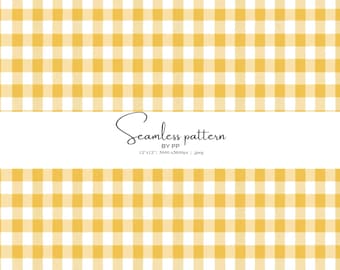 yellow gingham seamless pattern, watercolor checkered digital paper, farmhouse picnic plaid design, seamless jpeg, fabric wallpaper print