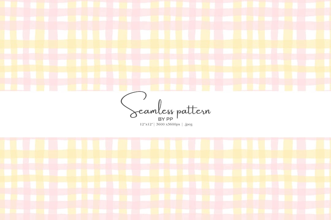 Pink Gingham, Yellow Gingham, Picnic Pattern, Rustic Checks, Watercolor ...