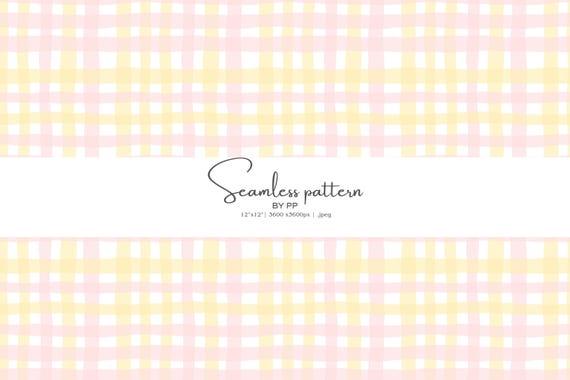 pink gingham, yellow gingham, picnic pattern, rustic checks, watercolor plaid, seamless checks, country style, farmhouse fabric, table