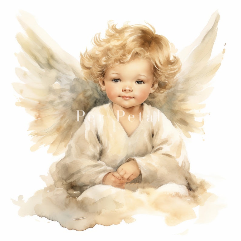 9 Watercolor Angel Clipart Watercolor Baby Angel Clipart Watercolor Nursery Clipart Angel