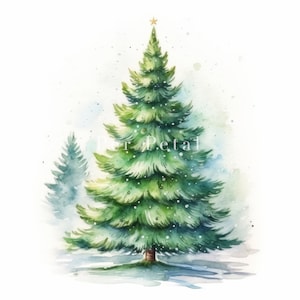 9 Watercolor Christmas Tree Clipart Card Making Paper Craft Christmas ...