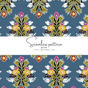 Folk Muster, Vintage Blumen, Barock Motiv, verzierten Druck, dekorative Kunst, Blumendamast, nahtloses Design, Boho Textur, Antique Textil JPEG