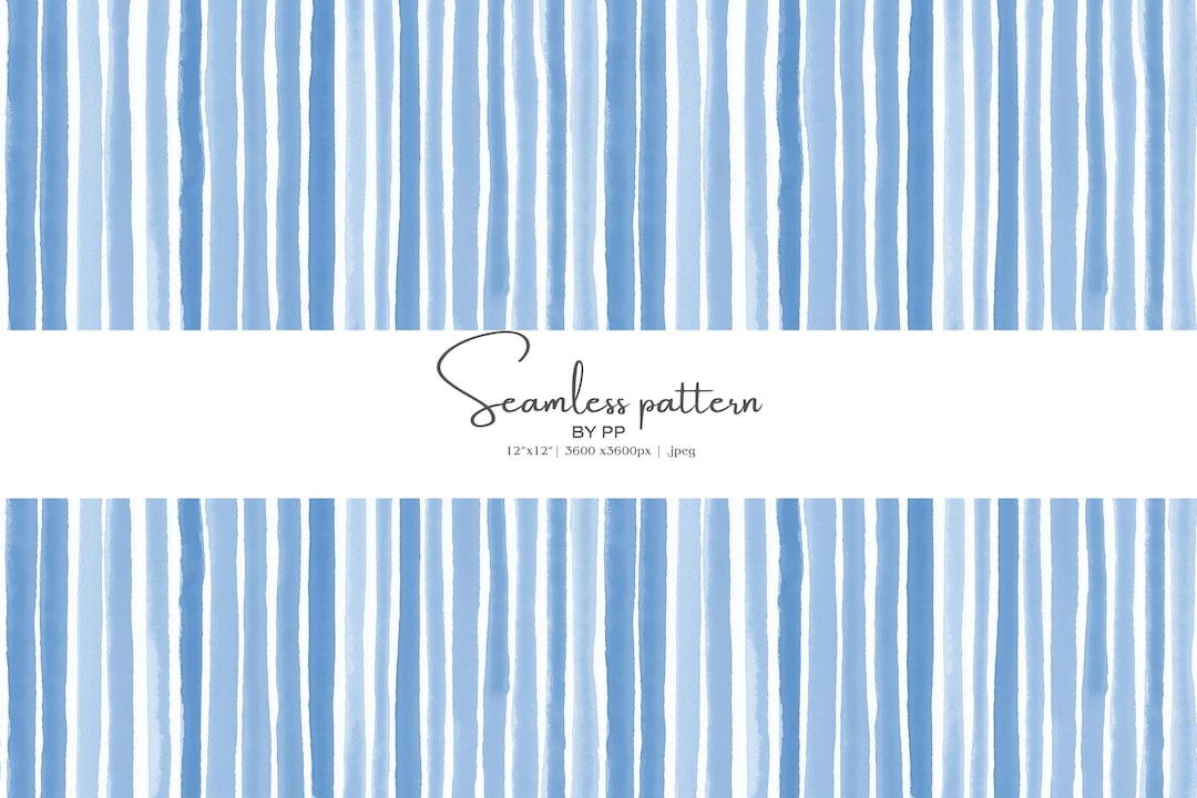 Blue Striped Seamless Pattern Jpeg, Watercolor Stripe Design, Nautical ...