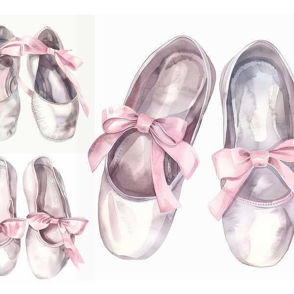 9 Watercolor Pink Ballet Flats Clipart Pink Shoes Printable Home Decor Watercolor Clipart Digital Download Paper Craft Junk Journal Jpeg