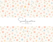 pastel flowers, floral pattern, spring print, seamless design, watercolor florals, cottagecore pattern, delicate blossoms, vintage flowers
