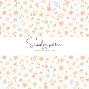 flores em tons pastéis, estampa floral, estampa de primavera, design sem costura, florais em aquarela, estampa cottagecore, flores delicadas, flores vintage