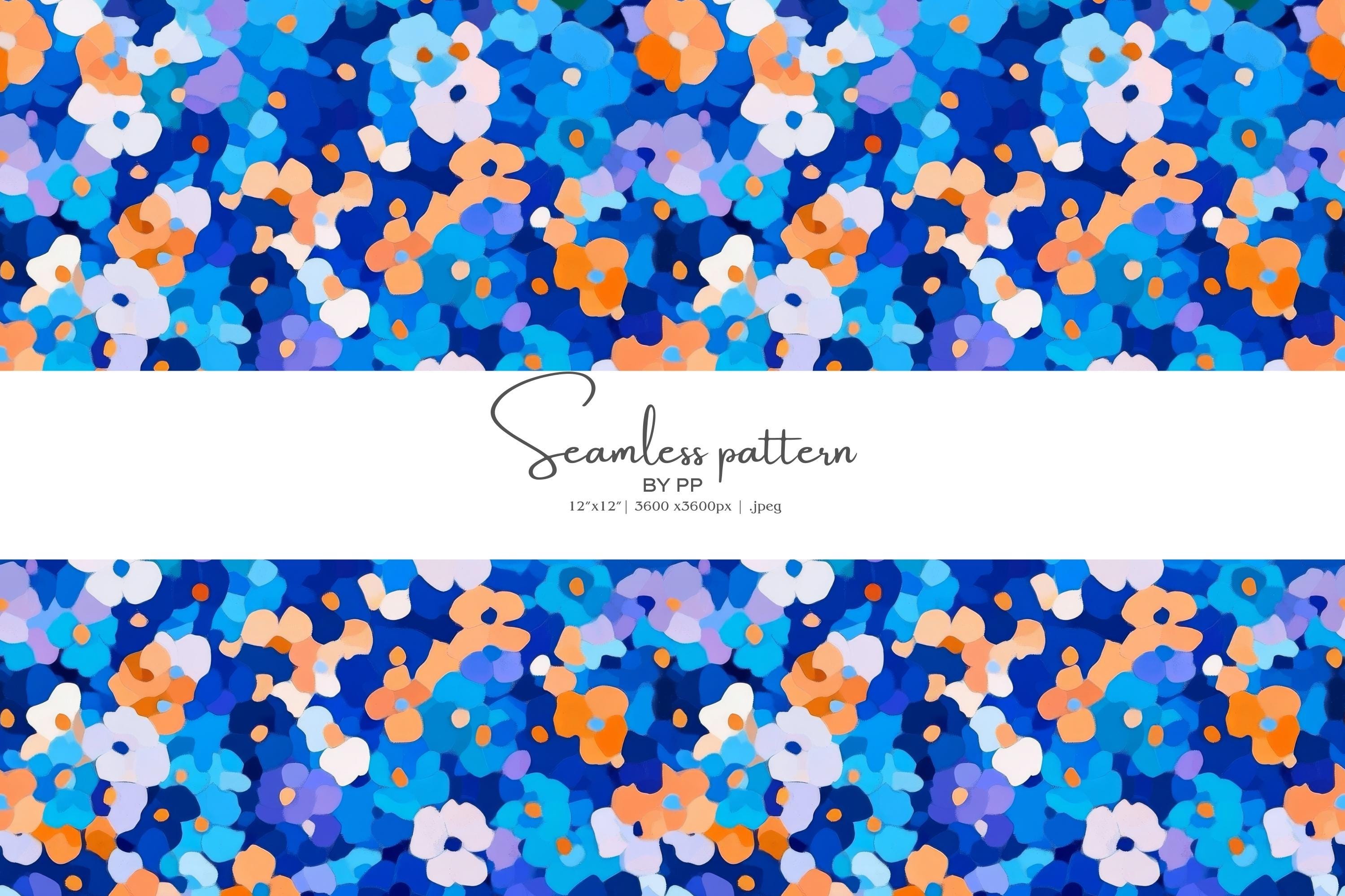 Abstract Floral Seamless Pattern, Blue Watercolor Flowers Digital Paper ...