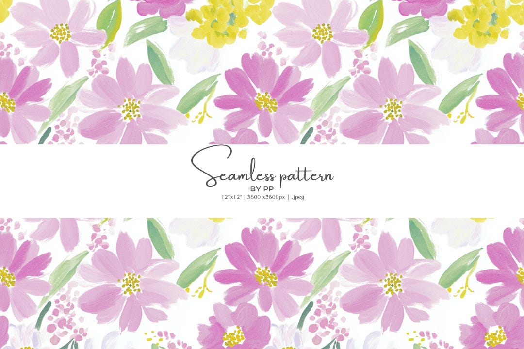 Soft Pink Floral Seamless Pattern, Watercolor Spring Flowers, Hand ...