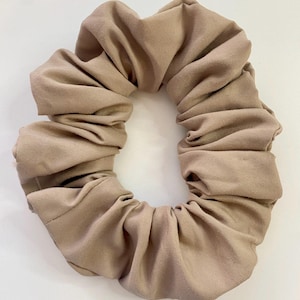 XLarge Brown Neutral Scrunchies Upcycled Flat Sheet Hair Accessories Sustainable No Waste Hair Tie Gifts for girls for teens for her for mom