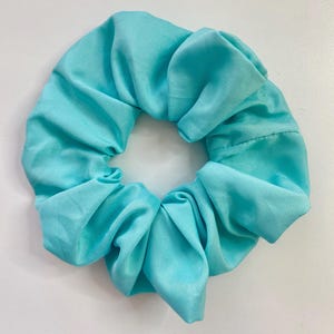 Teal Aqua Scrunchies Upcycled Flat Sheet Hair Accessories Sustainable No Waste Hair Tie Gifts for girls for teens for her for mom