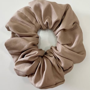 Brown Tan Neutral Scrunchies Upcycled Flat Sheet Hair Accessories Sustainable No Waste Hair Tie Gifts for girls for teens for her for mom