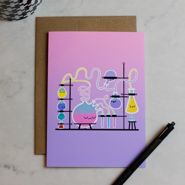 We Have Chemistry Greeting Card [Pink Variant], Cute Card for Valentine's, Anniversary, Friendship.