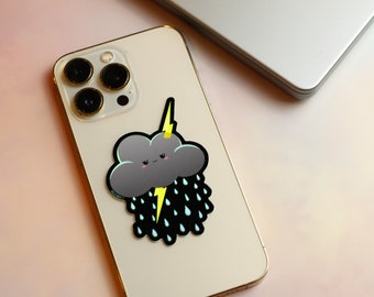 Just a Little Dark Storm Cloud, Holographic Prism Vinyl Sticker for Laptop, Water Bottle, iPhone