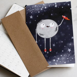 Moon Boy Blank Greeting Card for Birthday, Graduation, Congratulations, Just Because