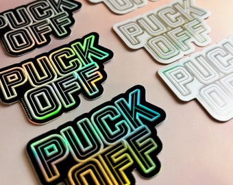 Puck Off! Vinyl hockey sticker for laptop, water bottle, iphone