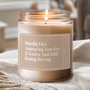 Custom Anniversary Gift, 5th Anniversary, 5 Year Anniversary, Wedding Candle, Anniversary Gift For Him Her, Funny Gift Boyfriend Girlfriend