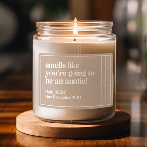 Custom Pregnancy Reveal Gift, Personalized Baby Announcement Candle, Gift for Aunt, Sister Gift, Auntie Gift, Baby Reveal, Aunt to Be
