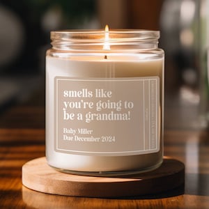 Custom Pregnancy Reveal Gift, Personalized Baby Announcement Candle, Gift for Grandma, Mother Gift, Mom Gift, Baby Reveal, Grandma to Be