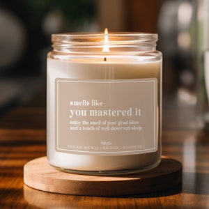 Graduation Candle, Mastered It Candle, Master's Degree Gift, Masters Graduation, Funny Graduation Gift, Grad Gifts, Gift for Grad Student