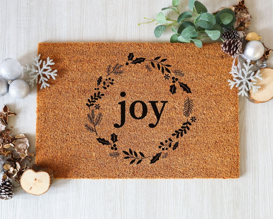 Christmas Doormat, Joy, Christmas Mat, Holiday Doormat, Coir