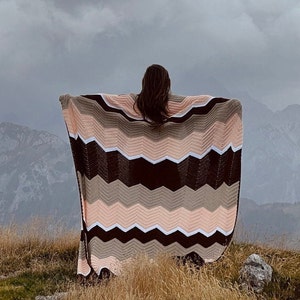 CROCHET PATTERN | Mountain Meadows Blanket | Chevron Crochet Blanket Pattern | Zig Zag Hygge Afghan | Beginner Easy Pattern  | PDF Download