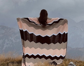CROCHET PATTERN | Mountain Meadows Blanket | Chevron Crochet Blanket Pattern | Zig Zag Hygge Afghan | Beginner Easy Pattern  | PDF Download