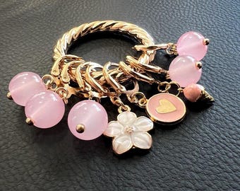 Pink Ice Cream Stitch Markers 8er Set mit Halter | Fortschrittsmarkierungen fürs Häkeln | Geschenk für Häklerinnen | Maschenmarkierer