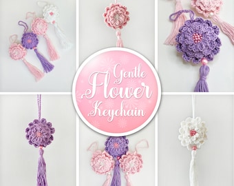 PATTERN | Gentle Flower Keychain | Cute Rose Bag Charm Crochet Pattern | Floral Laggage Tag | Mother's Day | Easy diy Gift | PDF DOWNLOAD