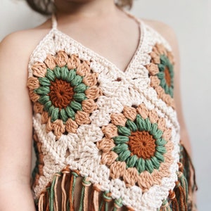 CROCHET PATTERN | Granny Square Halter Top | Summer Halter Top Pattern | 3 Sizes - Baby Top, Toddler Top, Girls Top | PDF Download
