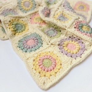 CROCHET PATTERN | Pastel Harmony Baby Blanket | Easy Cute Blankie | Starburst Granny Square | Flower Baby Girl Blanket | PDF Download