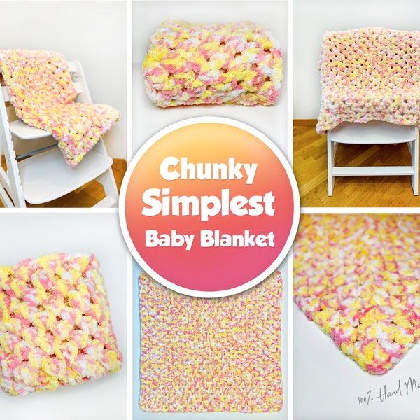 PATTERN | Crochet Chunky Simplest Baby Blanket | Quick and Easy to Make Baby Blanket | Fluffy Chunky Stroller Blanket | PDF DOWNLOAD