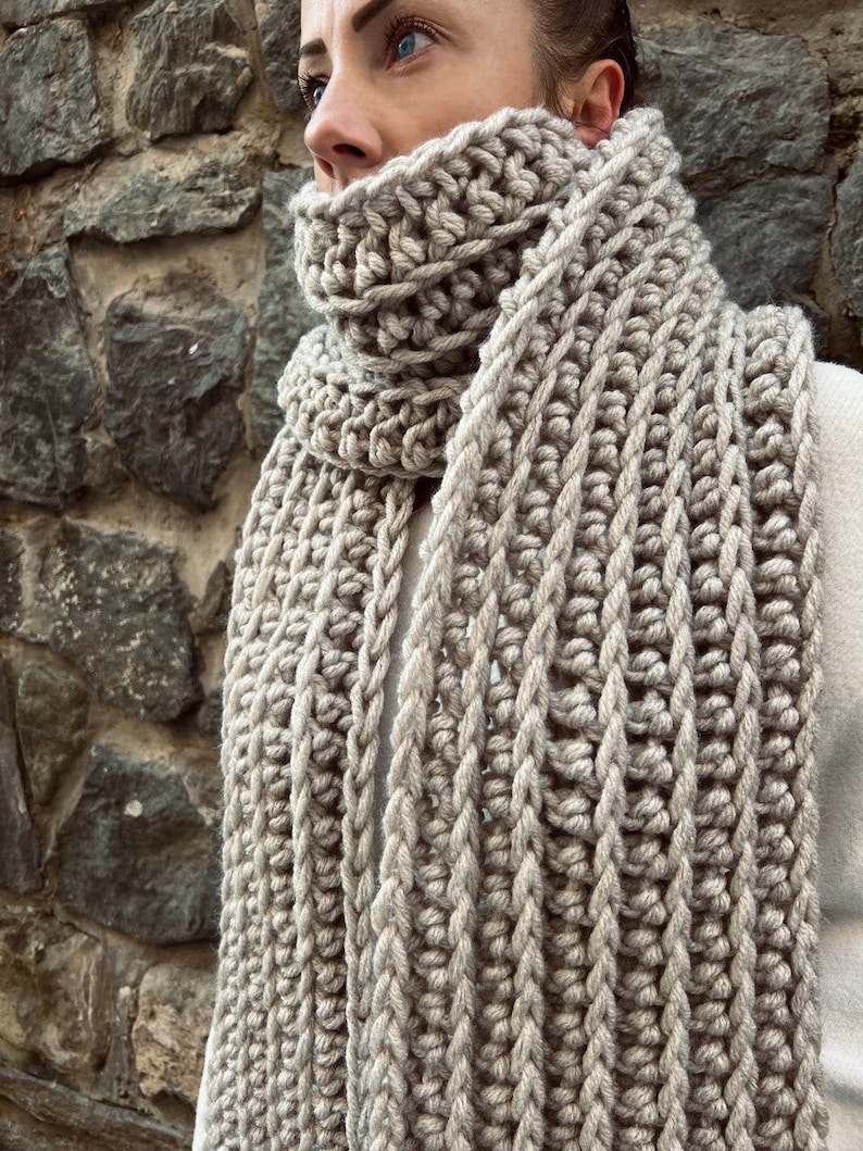 CROCHET PATTERN | Super Bulky Extra Long Scarf | Chunky Wool Scarf ...