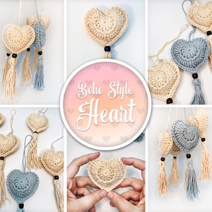 PATTERN | Crochet Boho Style Heart | Valentine's Gift | Valentine's Day Crochet Heart Ornament | Beginner Crochet Pattern | DIGITAL DOWNLOAD